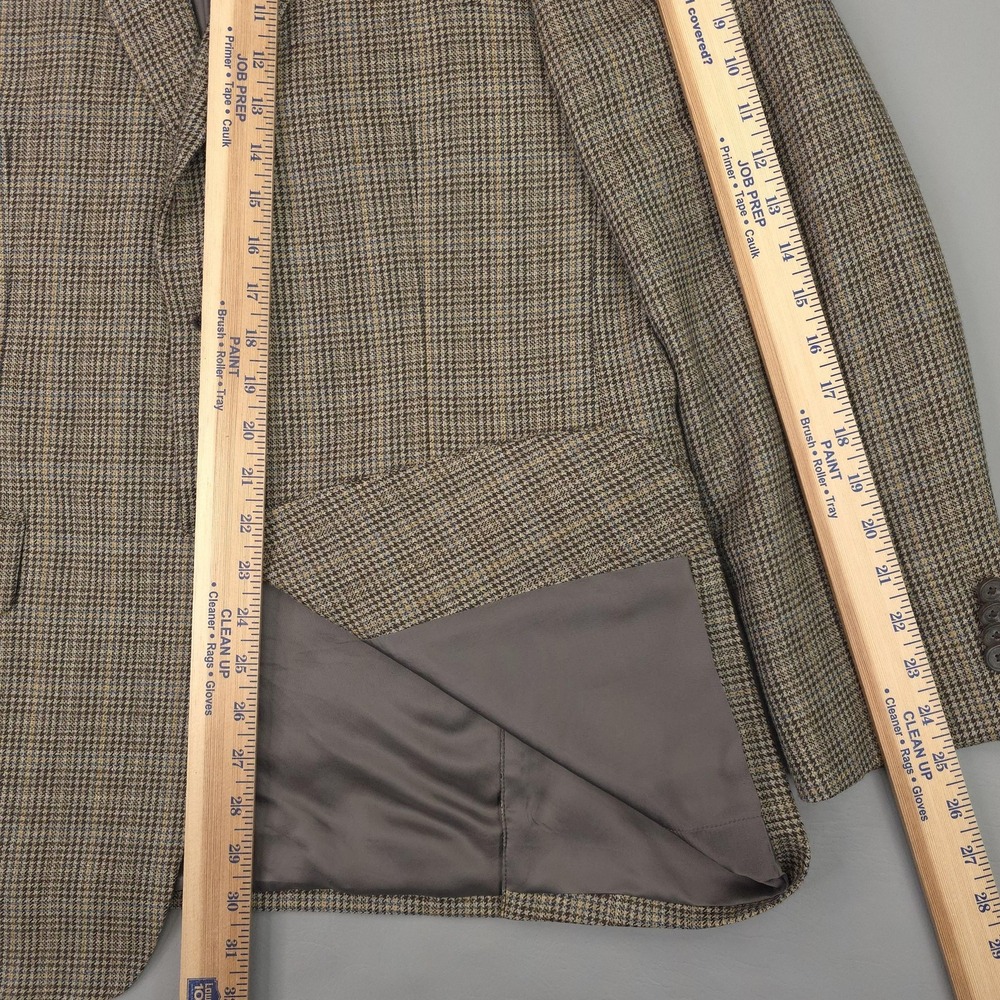 John W Nordstrom Blazer Mens 40R Brown Wool Houndstooth Tweed Sport Coat Jacket - Picture 12 of 15